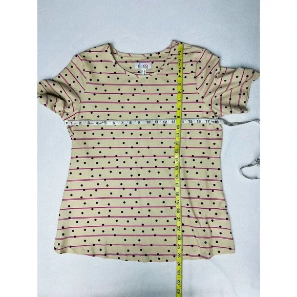 DENIM & CO sz S tan purple printed jersey round neck short sleeve top NEW B10 - Picture 7 of 7